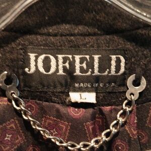 Jofeld Charcoal Gray/Black Coat with Chain Detail and Deep Pockets L/OS